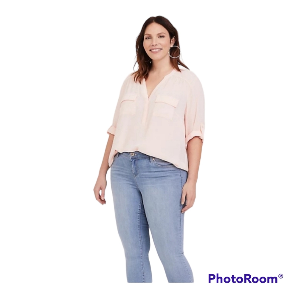 Torrid Harper Blush Georgette Pullover Blouse Size 1X 14-16
